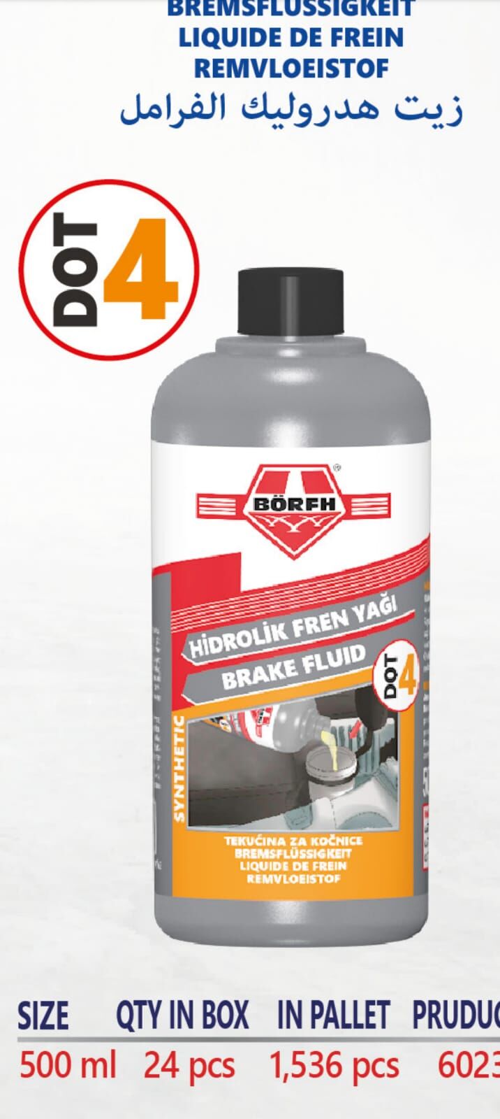 Börfh Dot 4 Hidrolik Fren Yağı Sentetik 455 Gr
