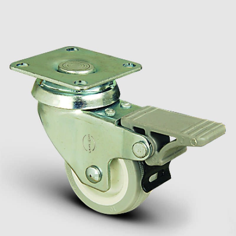 EP01ZKC50F Frenli Şeffaf Tekerlek Tablalı Çap:50 35 Kg Taşır