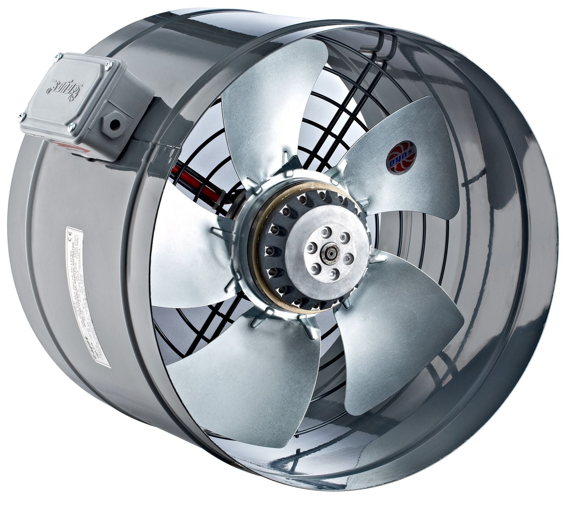 Ayas 20 cm çap YBA-200-2K-M 2750 D/D 220/230 volt Monofaze Yuvarlak Kanal Tipi Aksiyel Fan