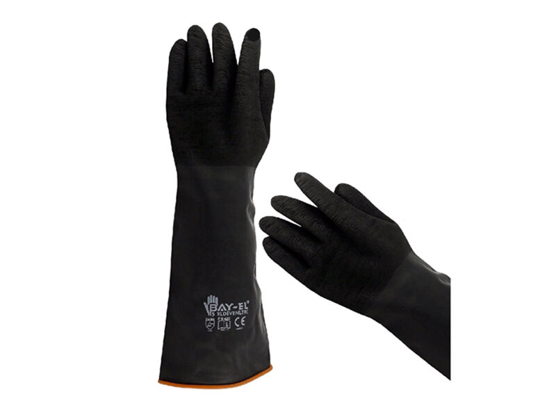 PÜTÜRLÜ SİYAH KAUÇUK ELDİVEN UZUN 45 CM EL450 XL Mesem