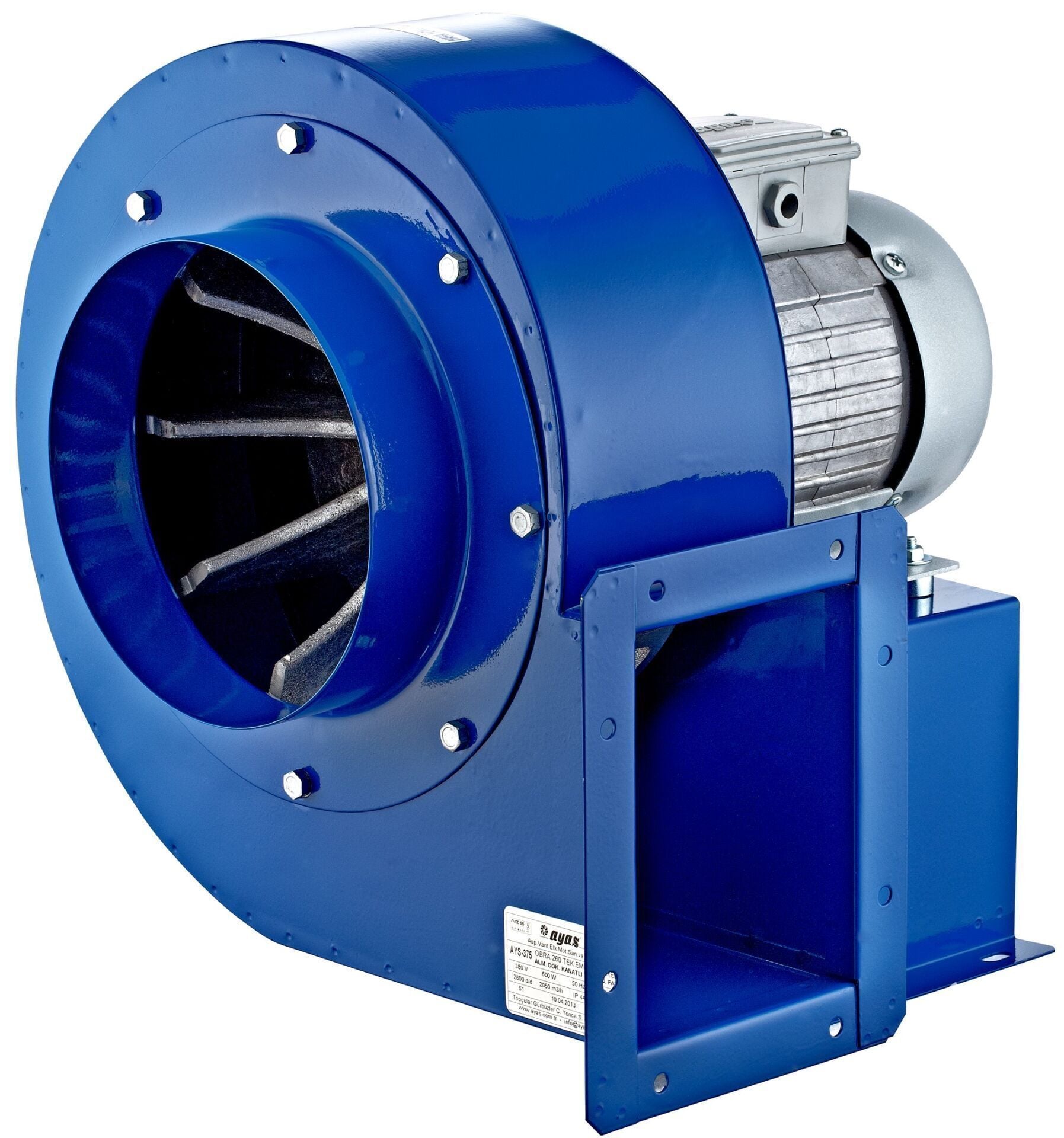 Ayas OBRS-260 2KM Tek Emişli Seyrek Kanatlı Radyal Salyangoz Fan 2800 d/d 220 Volt Monofaze