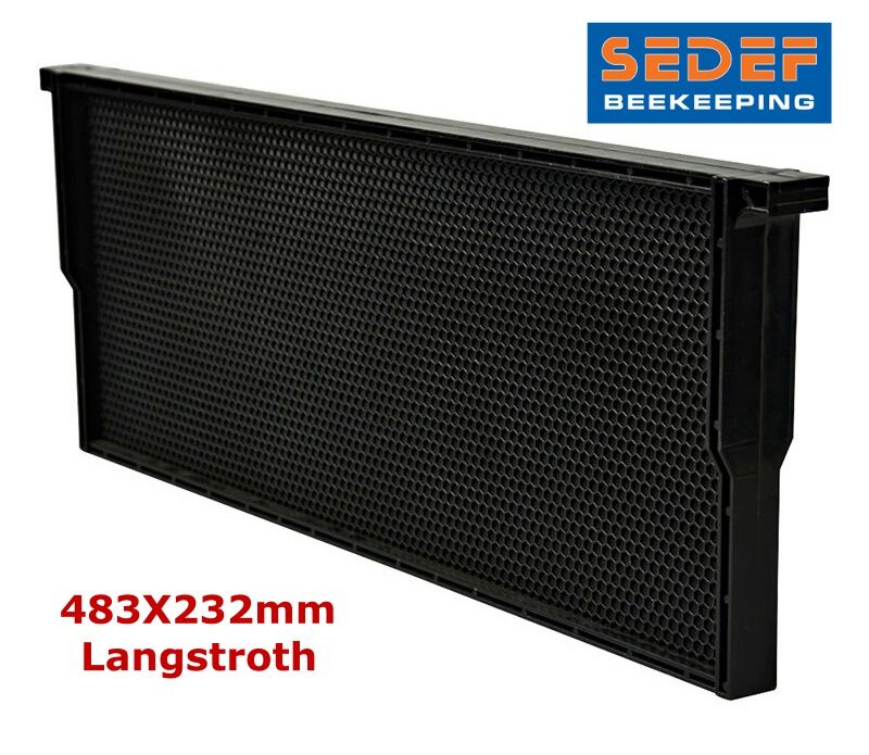Arıcı Petek PLASTİK KABARTILMIŞ HAZIR PETEK PRATİK ÇERÇEVE LANGSTROTH 485X235MM SİYAH