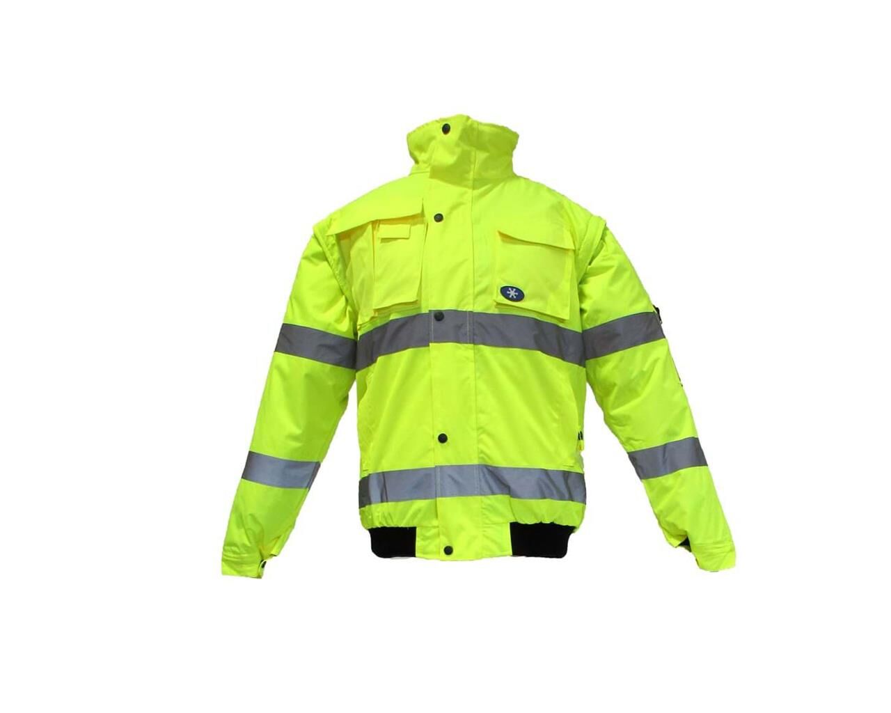 JUNIOR JN1021/P Waterproof Fosforlu Kolu Çıkmalı Polarlı Pilot Mont Sarı S beden