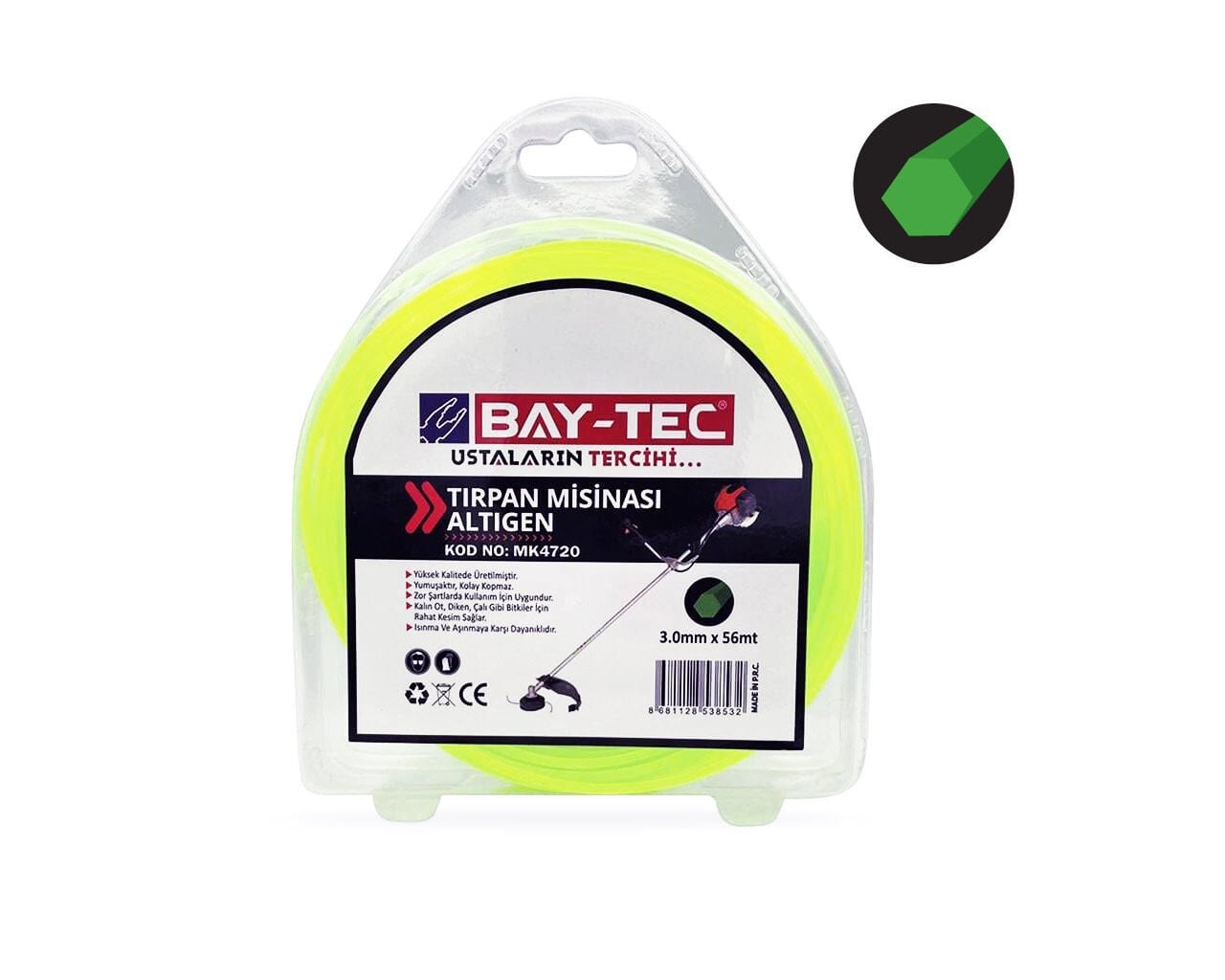 Altıgen Tırpan Misinası 3  mm x 56 mt MK4720 BAYTEC