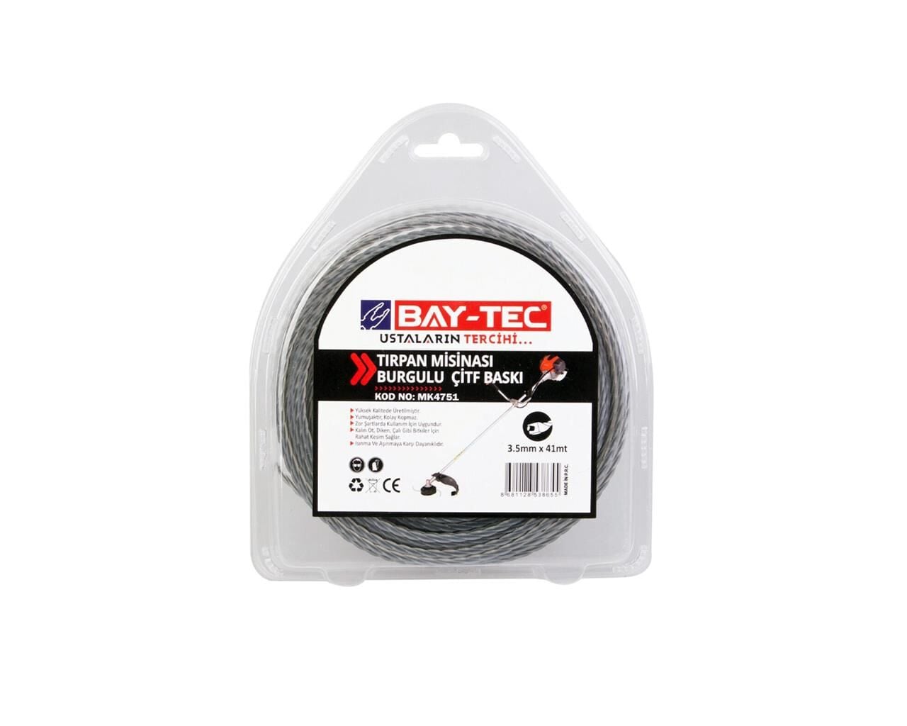 Burgulu Çift Baskı Tırpan Misinası 3.5 mm x 41 mt MK4751 BAYTEC