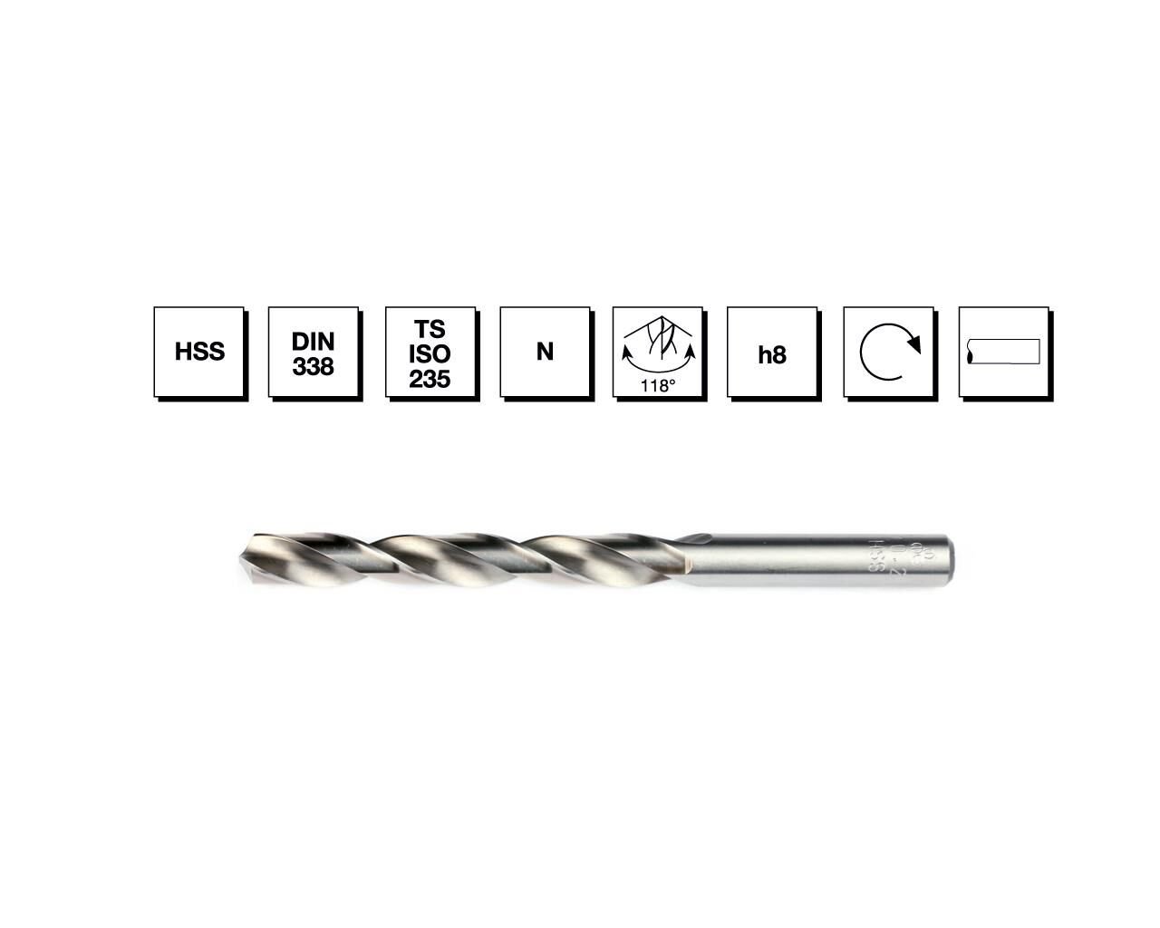 22,5 mm HSS DIN 338 Silindirik Saplı Kısa Matkap Ucu MTE. - TAŞLANMIŞ