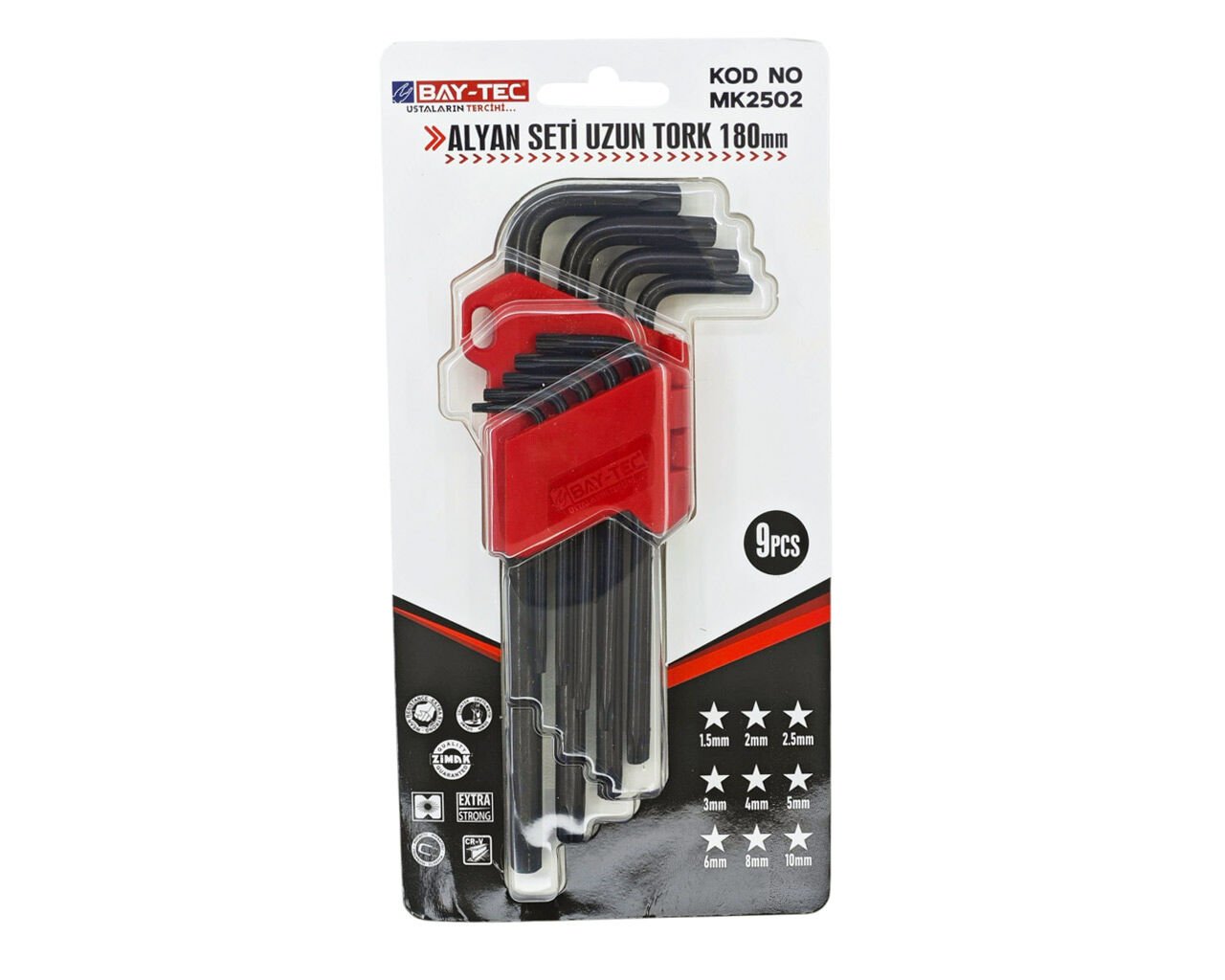 MK2502 9'LU UZUN TORX ALLEN ANAHTAR TAKIMI 180MM