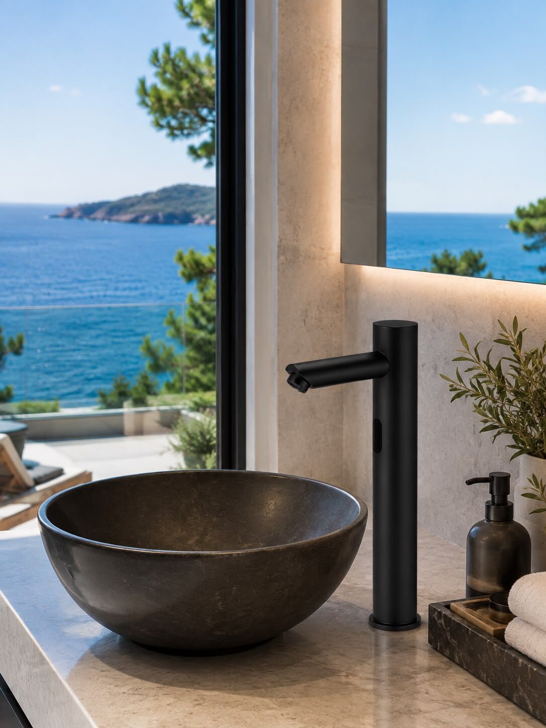 Smart Çanak Tek Su Fotoselli Siyah Lavabo Bataryası Acar 01.02.800S