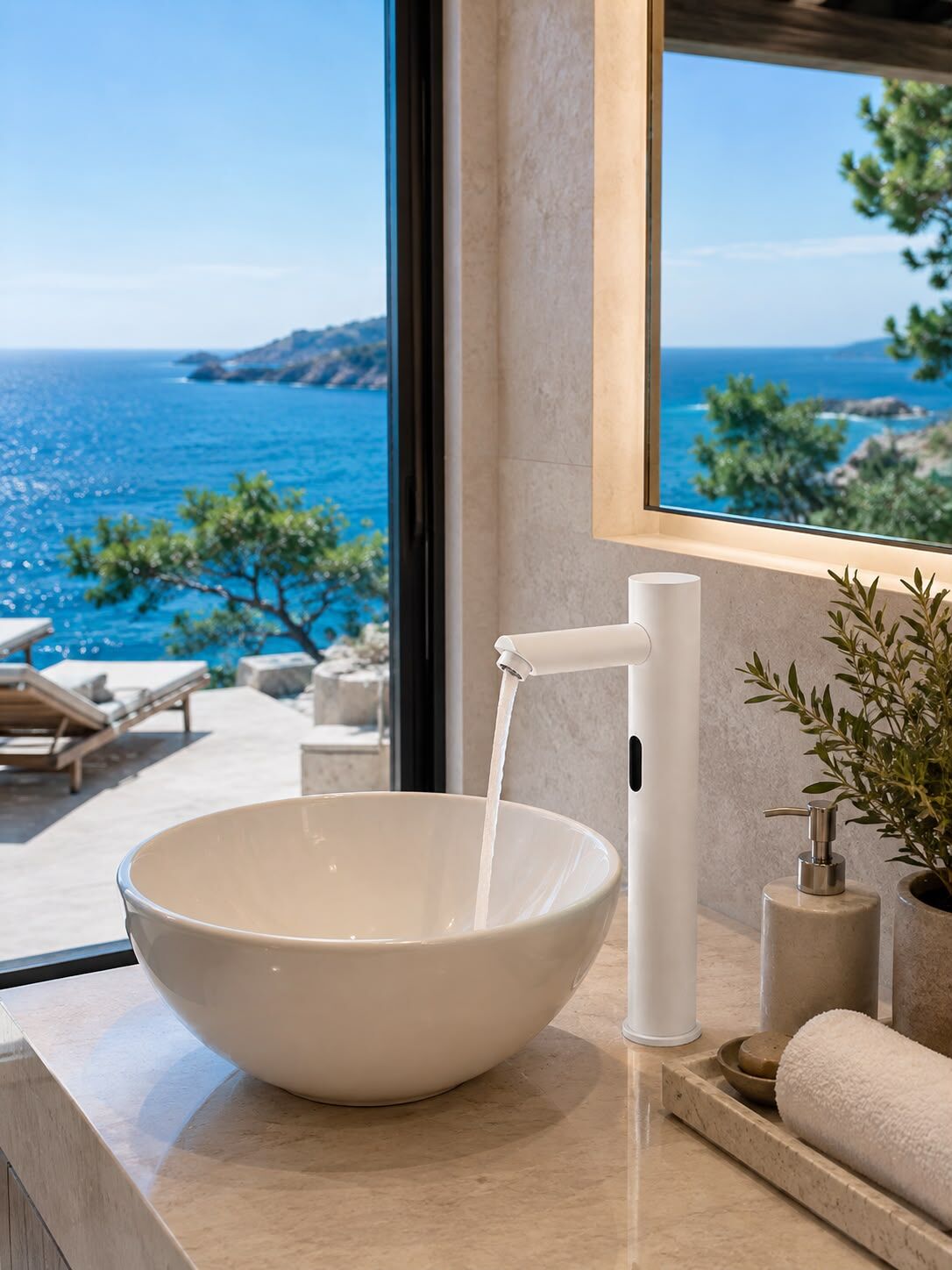 Smart Çanak Tek Su Fotoselli Beyaz Lavabo Bataryası Acar 01.02.800B