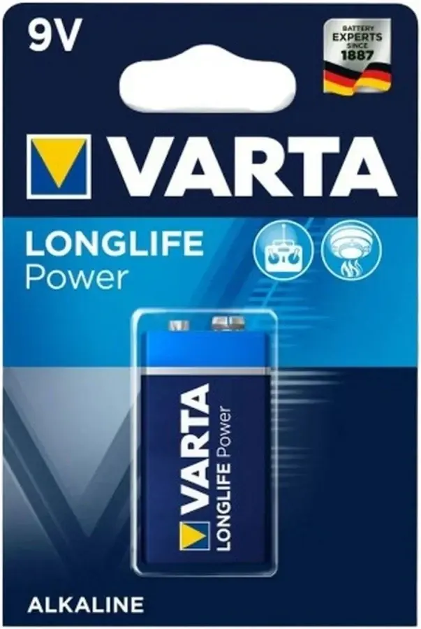 VARTA Longlife Power Alkalin 9v Pil 6lr61, Mn1604, K9v-1, 9 Volt