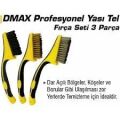 Profesyonel Yassı Tel Fırça Setı 3 Parça Dmax DMX4129