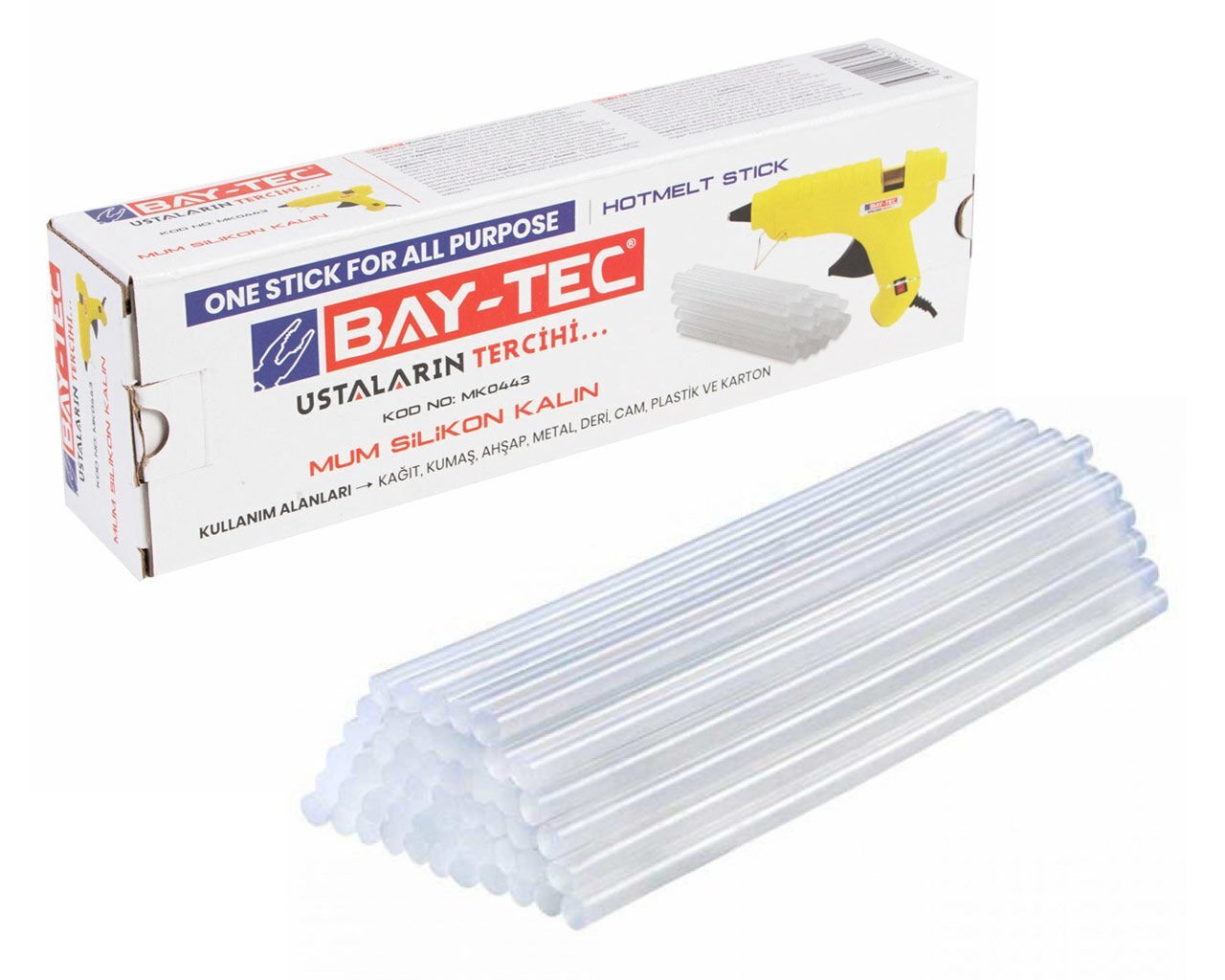MK0442 Mum Silikon Çubuk Şeffaf İnce 7.3x300mm 1 KG Ambalaj