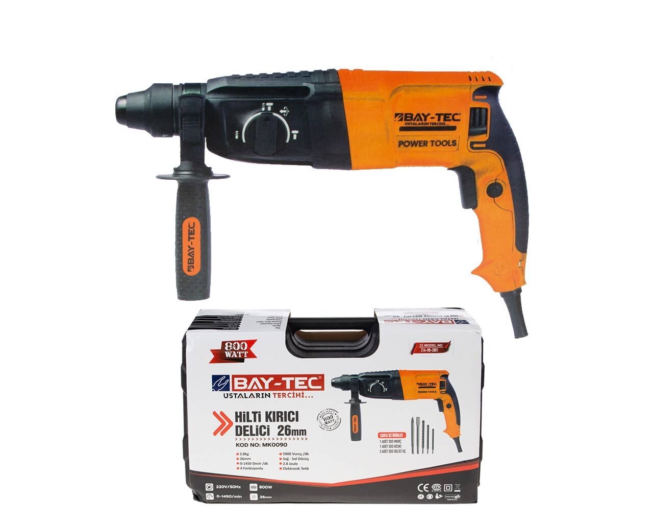 Kırıcı Delici Matkap 26mm 800W, 4 fonksiyon BAYTEC