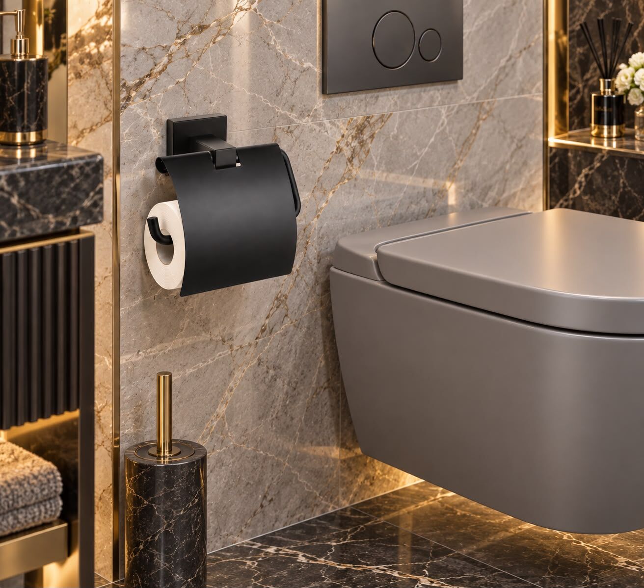 Platin Black Kapaklı Wc Kağıtlık Acar KR5600
