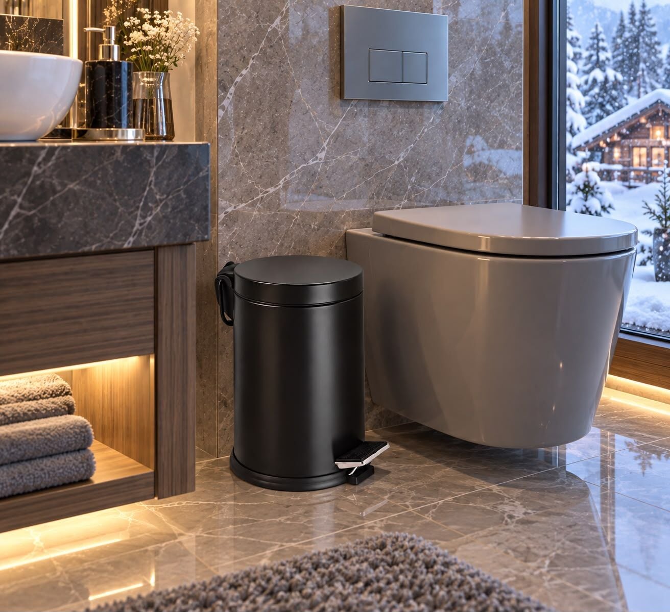Platin Black Çöp Kovası 5 Litre (Mat Siyah) Acar 18202