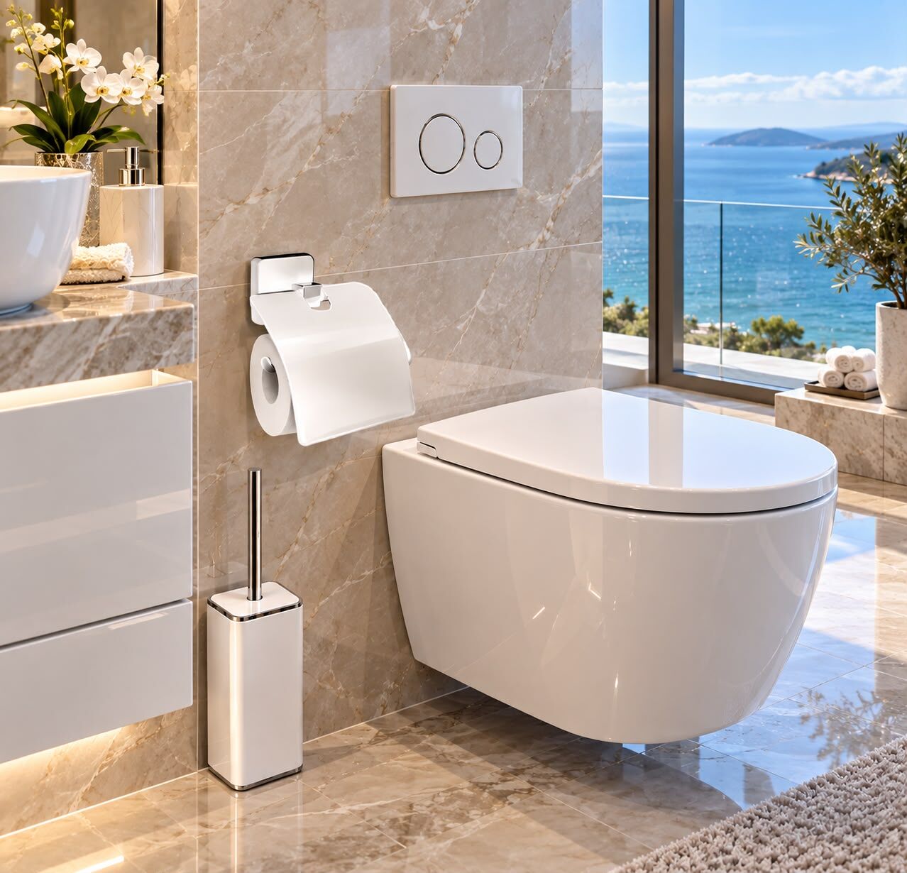 Platin White Kapaklı Wc Kağıtlığı Acar KS8000