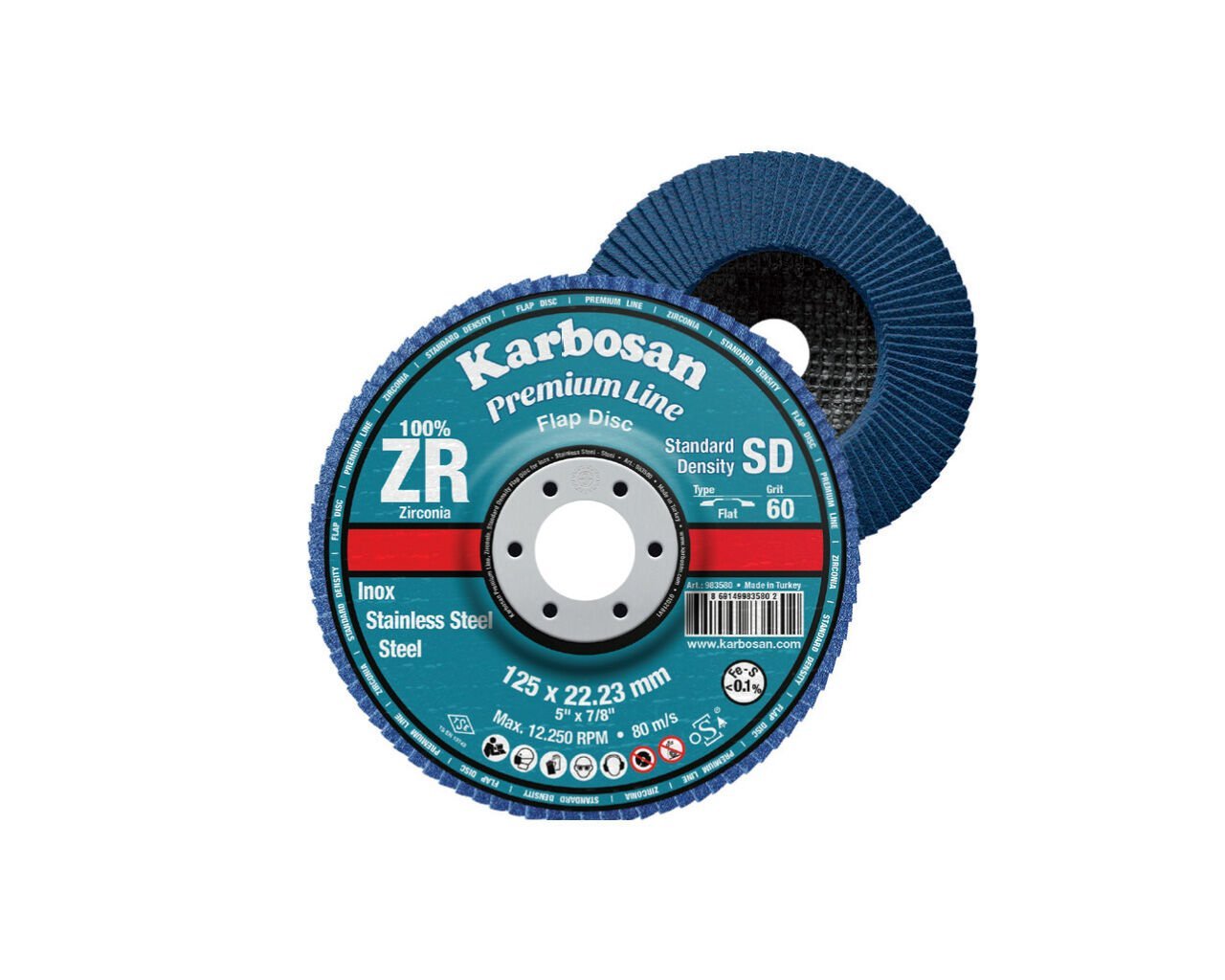 KARBOSAN 180mm ZR Flap Disk 80 Kum-5'li paket