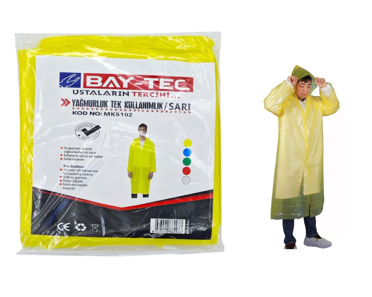 Yağmurluk Tek Kullanımlık Sarı BAY-TEC MK5102