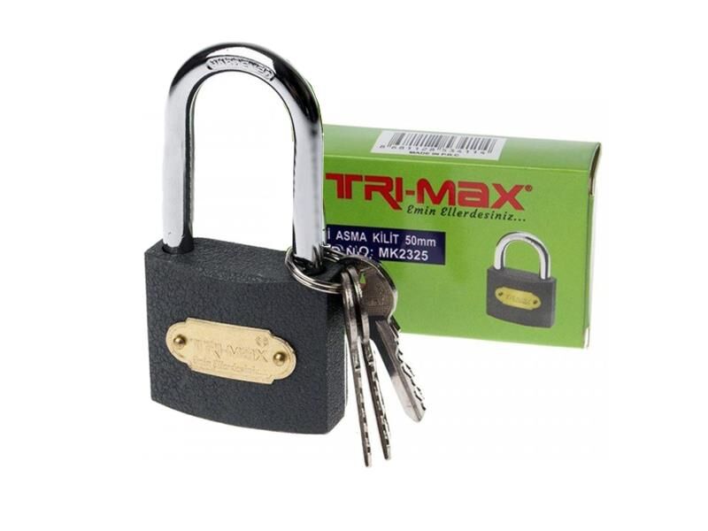 Tri-max Gri Döküm Uzun Asma Kilit 25 mm BAYTEC
