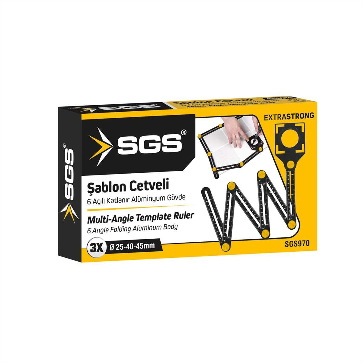6 Açılı Katlanır Şablon Cetveli SGS