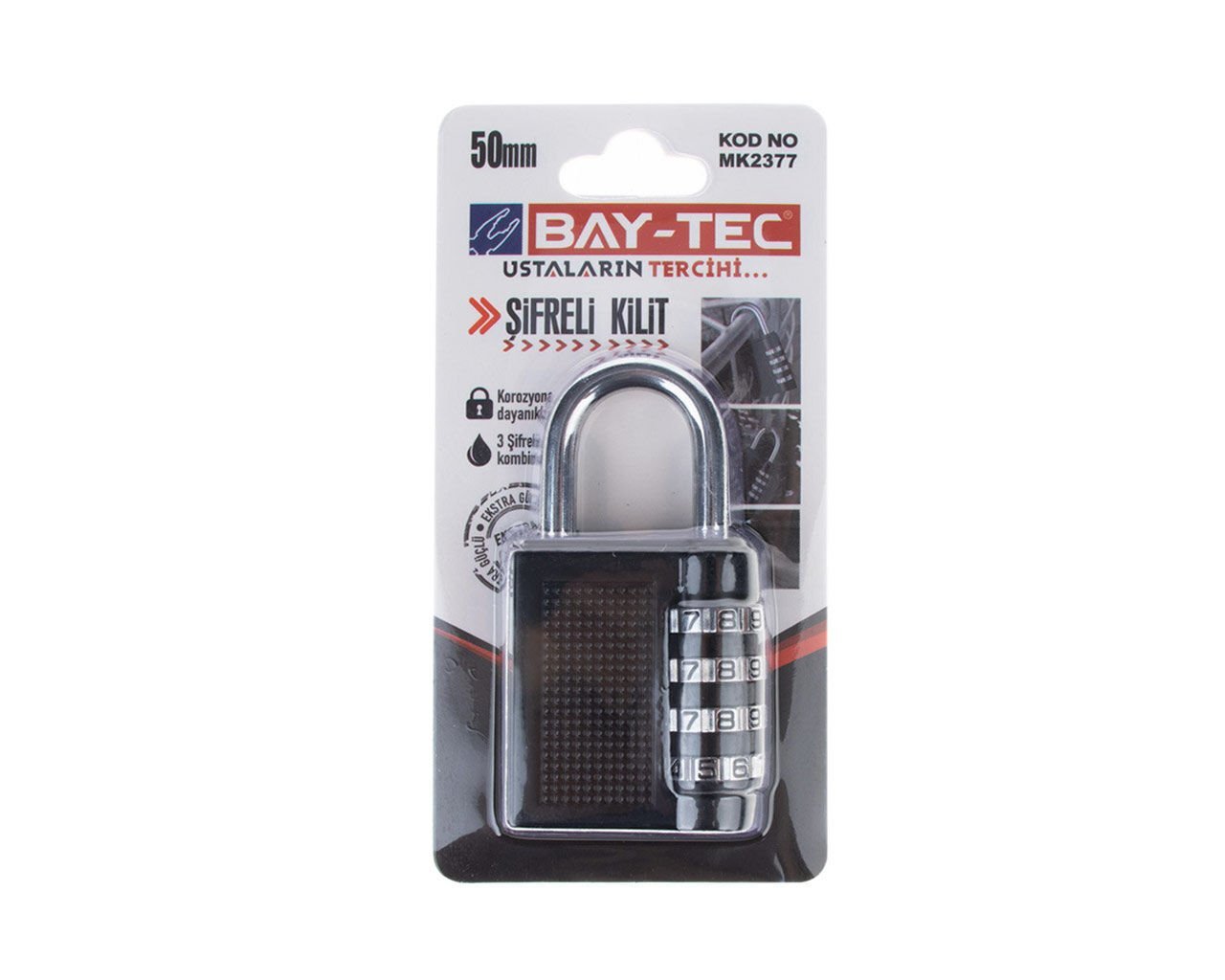 Şifreli Asma Kilit 50 mm-MK2377  BAY-TEK
