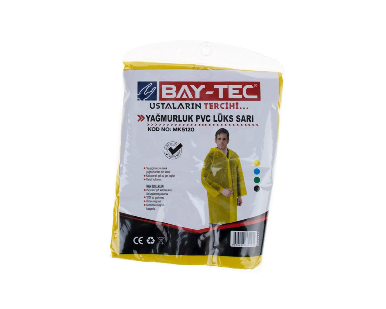 PVC Lüks Yağmurluk Sarı Cepli Sırttan Havalandırmalı 260gr-MK5120