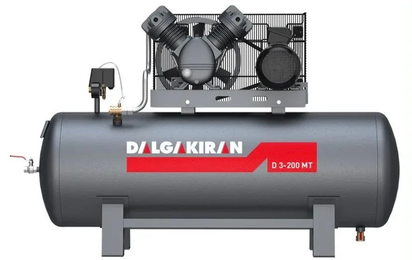 Dalgakıran Hava Kompresörü D3 -200MT   200 LT  7-12,5 BAR  ÇİFT KADEME