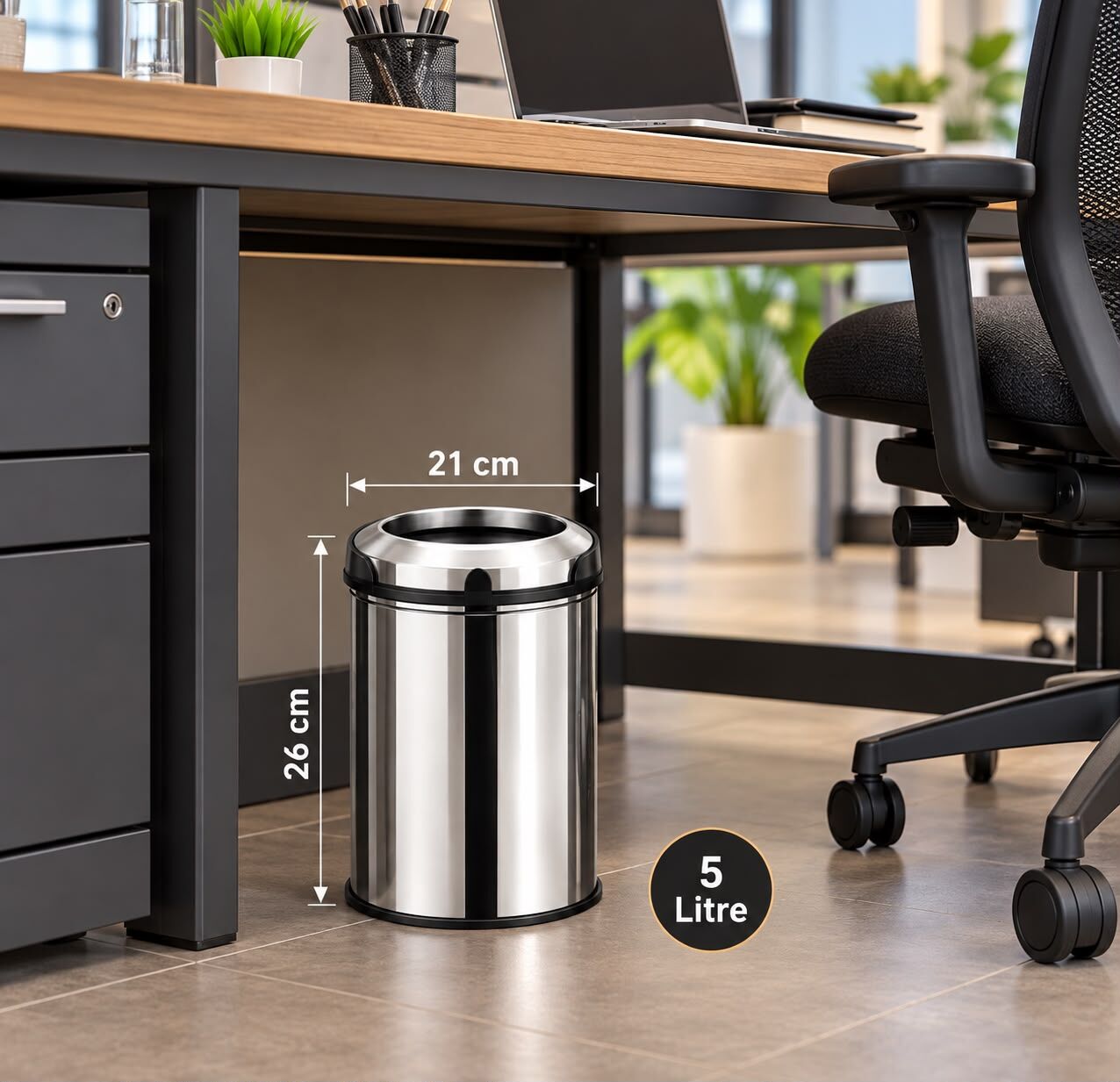 Pratik Çemberli  Çöp Kovası 5 Lt Paslanmaz Acar 13279